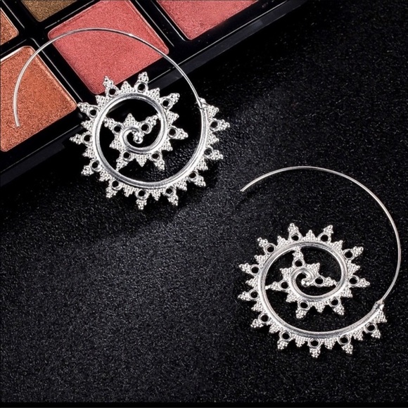 Jewelry - Silver Boho Embellished Ear Wires